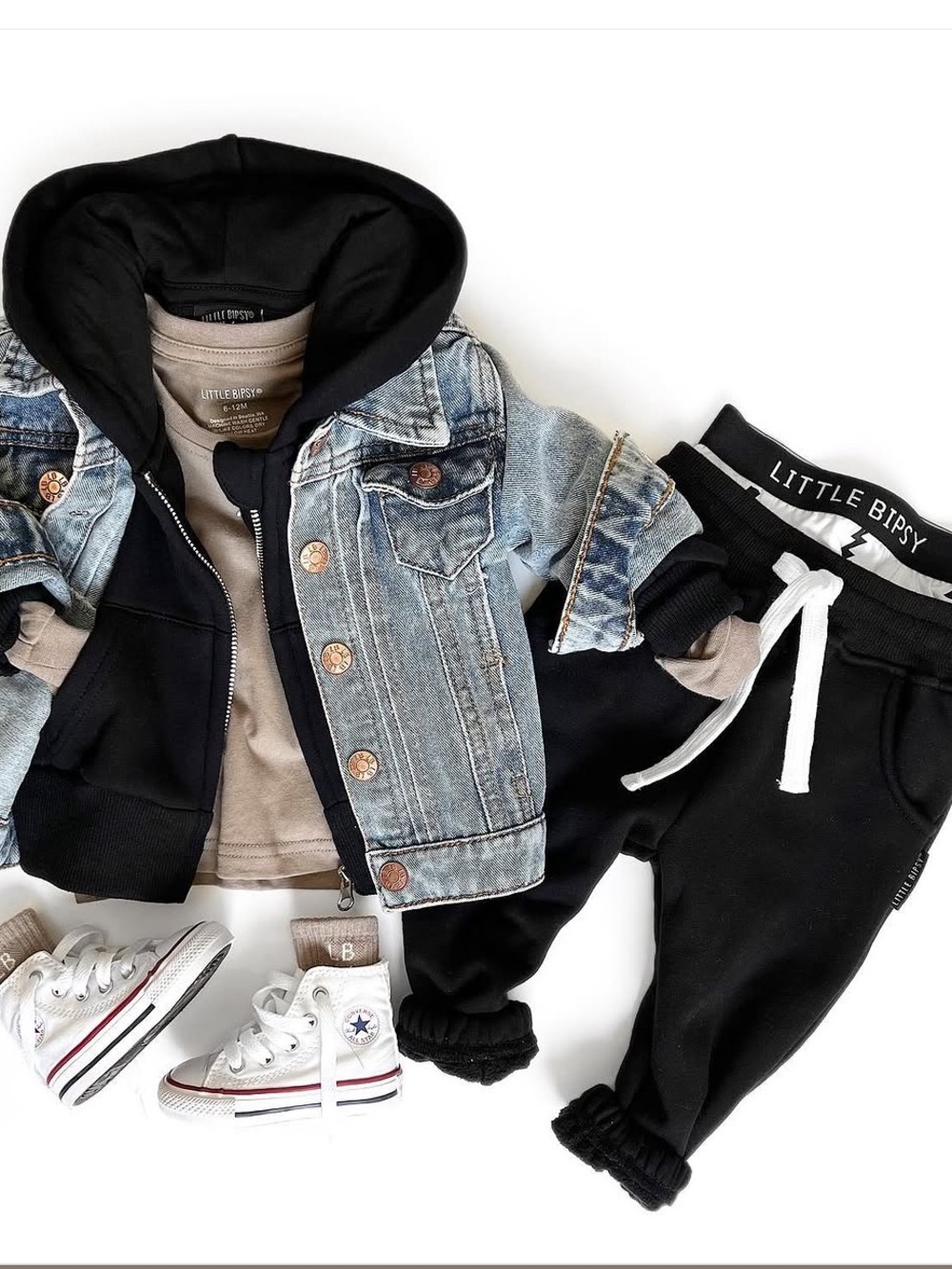 Little Bipsy Black zip up sweatsuit.